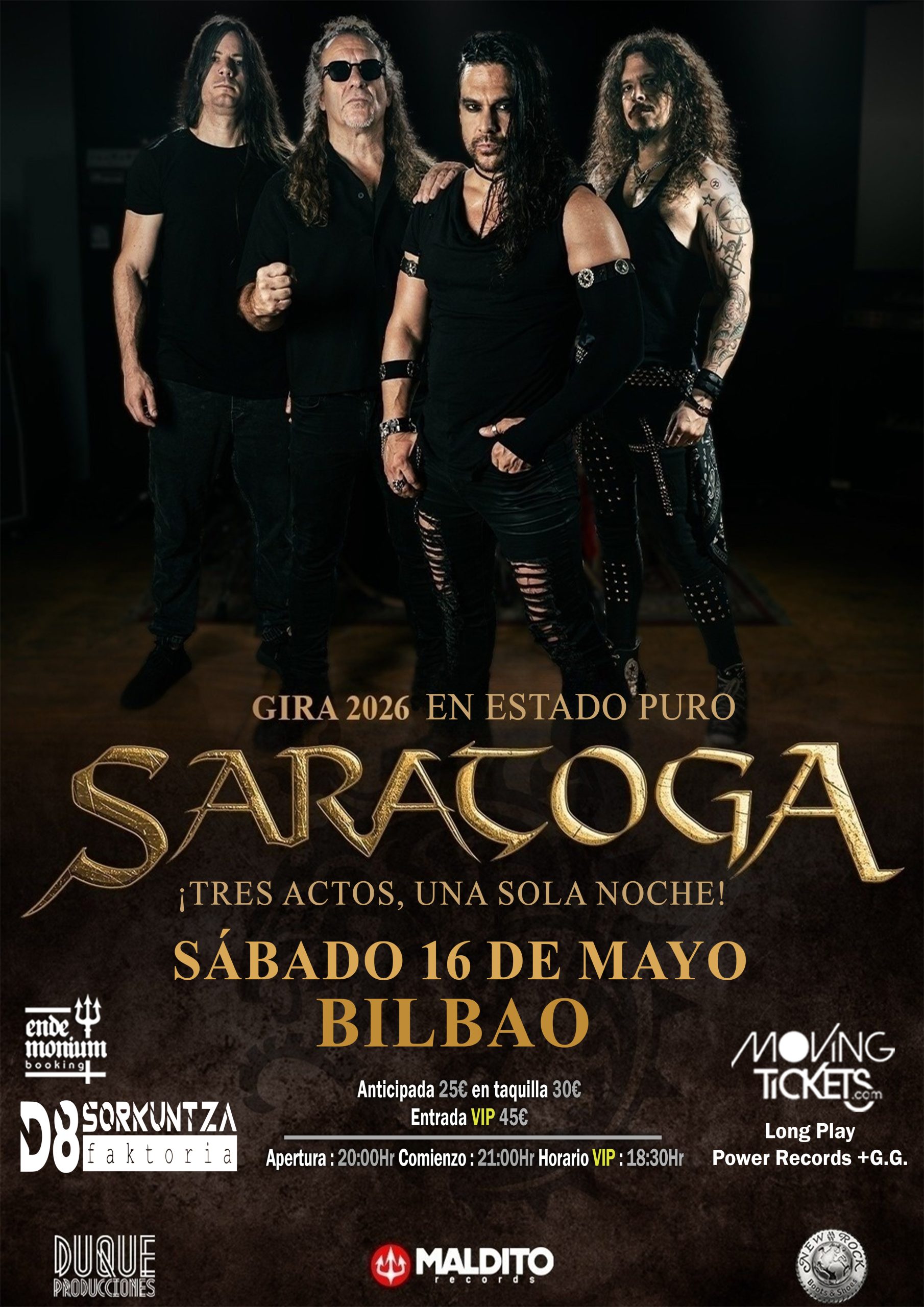 Saratoga actuará en Bilbao el 16 de mayo con su gira “En Estado Puro”