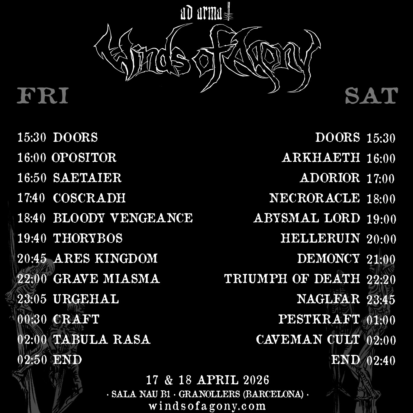 Cuenta atrás para el festival Winds Of Agony en Granollers