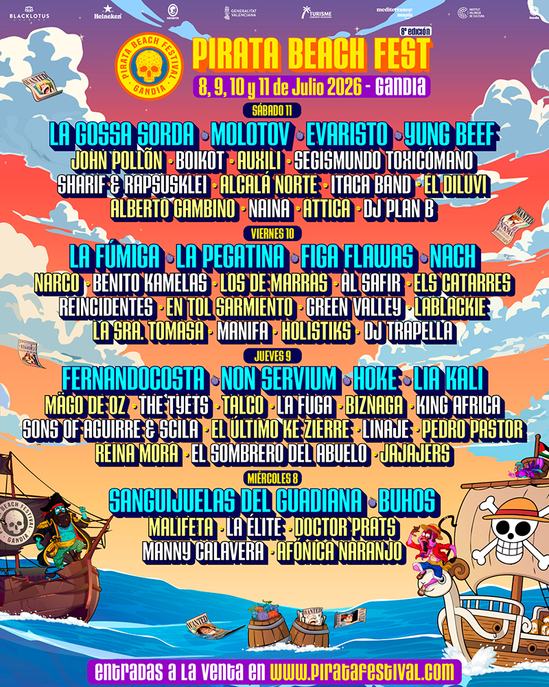 Noticias: Documental «500 pesetas con pelotazo» – Pirata Beach Fest 2026 – Dharma Guns – Racimo